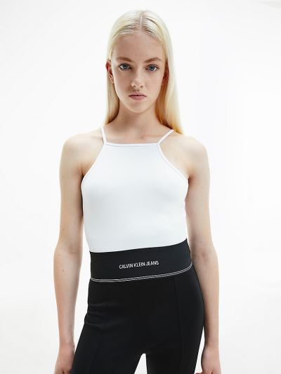 Calvin Klein Ruhák HU642935 | Calvin Klein Milano Jersey Cropped Női Felsők Világos Fehér